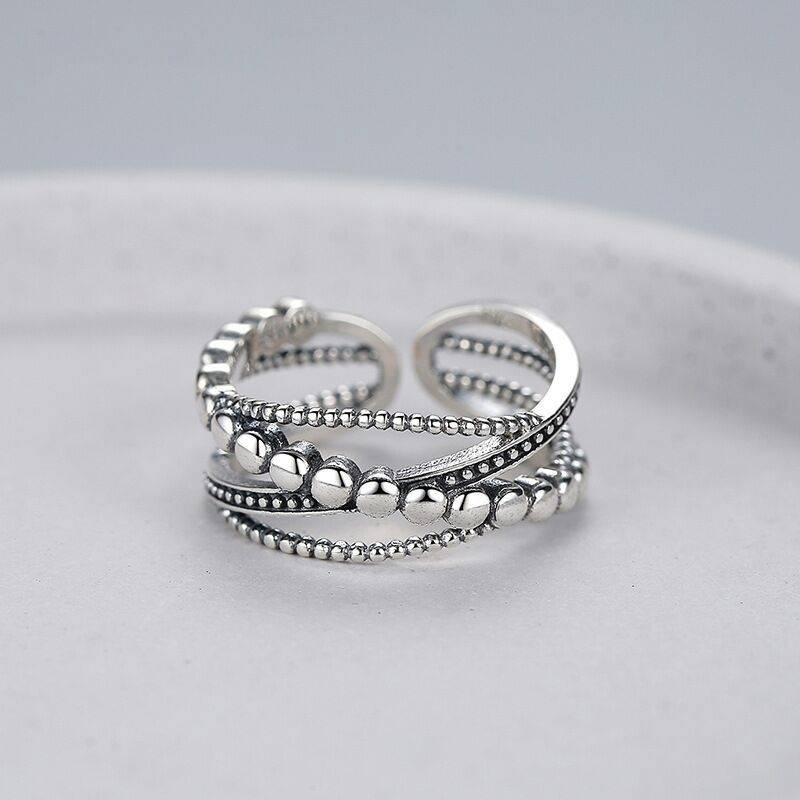 Nhẫn Bạc Thái Lan Màu Bạc Nguyên Chất Kiểu Dáng Cá Tính Thời Trang Phong Cách Nhật Bản Cho Nữ