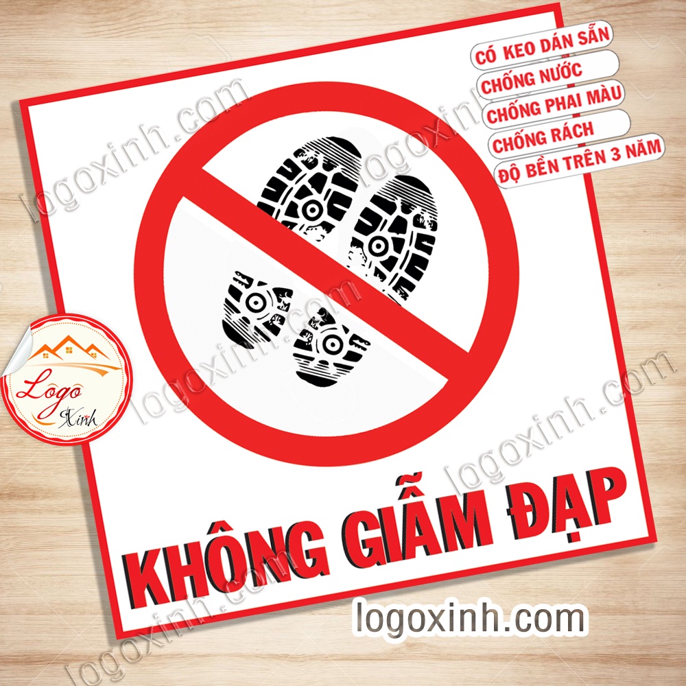 LOGO TEM STICKER KHÔNG DẪM ĐẠP, CẢNH BÁO KHU VỰC KHÔNG ĐƯỢC DẪM CHÂN HAY ĐI LÊN - CỠ 7CM