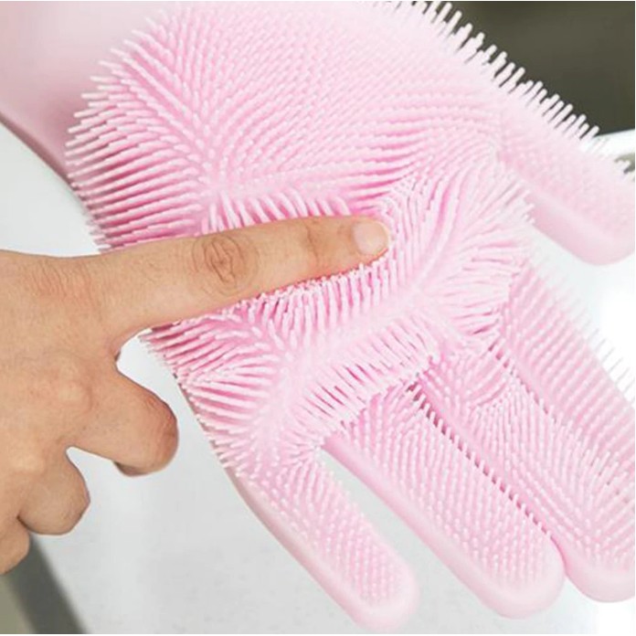 Găng tay silicon rửa bát tạo bọt (1 đôi)
