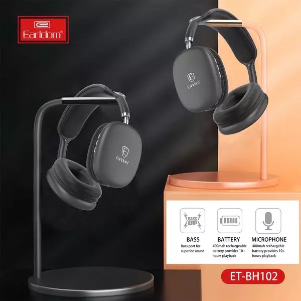 Tai Nghe Chụp Bluetooth Earldom ET-BH102, âm bass sâu, Bluetooth V5.0, pin liên tục 12 giờ.