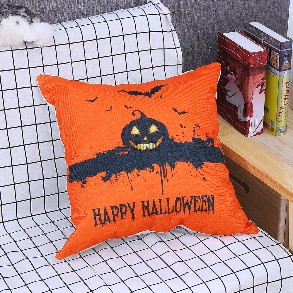 Vỏ Gối Vuông 45x45cm Họa Tiết Halloween Trang Trí Nội Thất