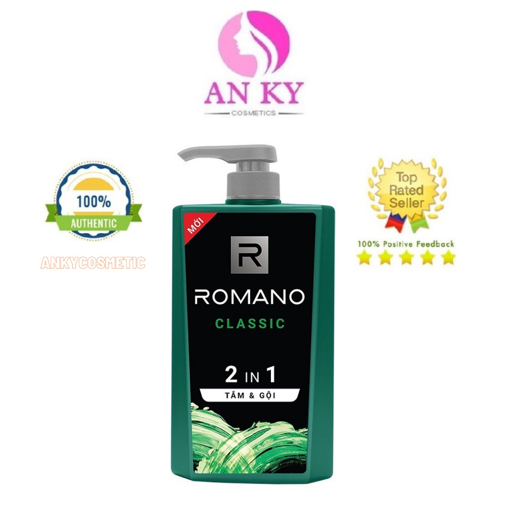 Dầu Tắm & Gội Romano Classic 2in1 Dành Cho Nam Giới 650ml