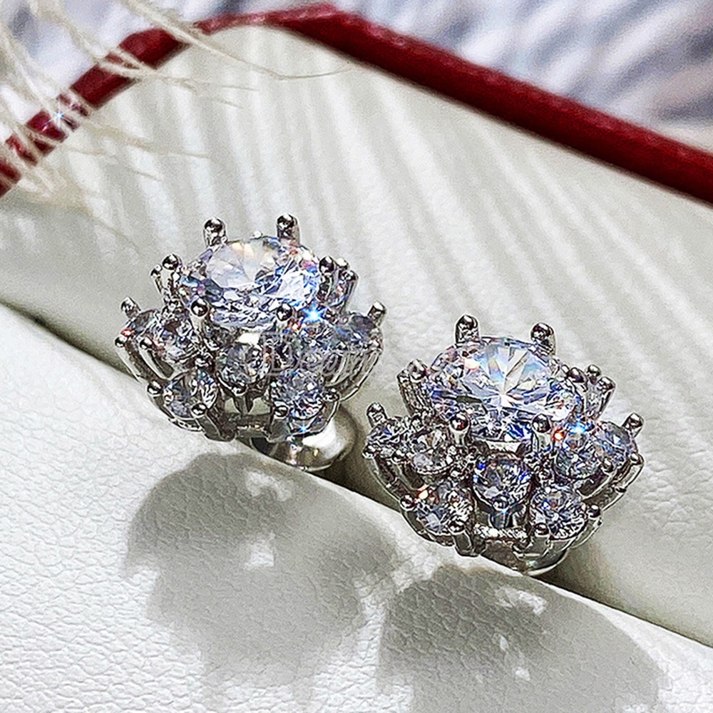 Đôi khuyên tai hình hoa đính đá thiết kế thời trang cho nữ