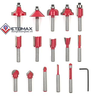 [SIÊU SALE] Bộ 15 mũi phay gỗ 6.3mm