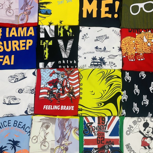 Áo phông bé trai size Đại 4 đến 16 tuổi áo thun cotton xuất dư HM in hình -ATM ATMC