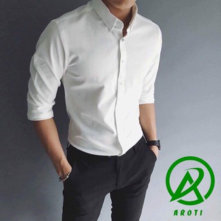 Thanh Lý Áo Sơ Mi Nam dài tay Hàn Quốc form body, vải lụa Thái chống nhăn