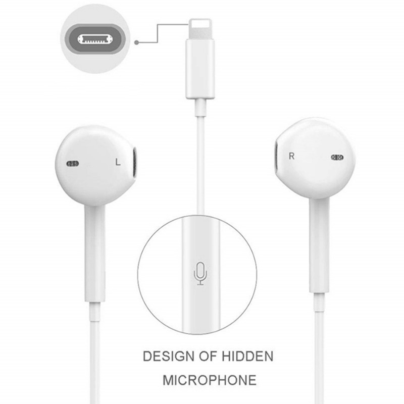 Apple Lightning Earbuds Stereo HiFi Music Headset Earphones Wired In Ear Headphone Plug for IPhone IPad IPod