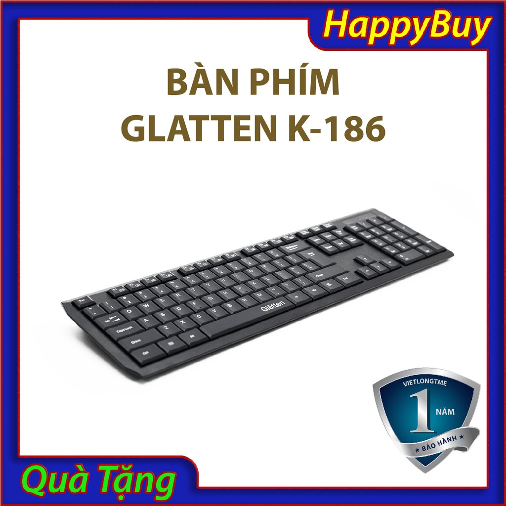 Bàn Phím Không Dây Glatten K-186 (Đen)