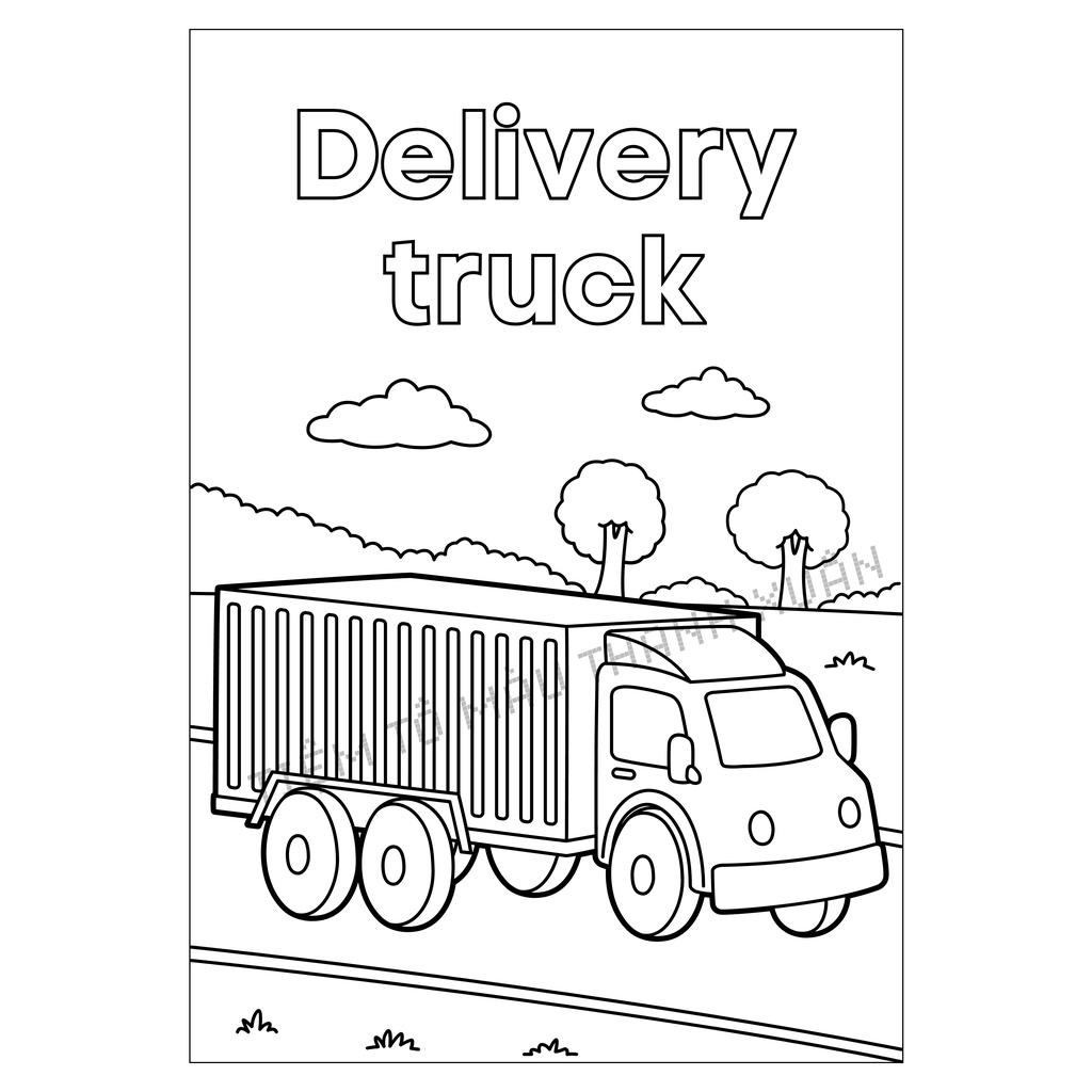 Set 30 Tờ Tranh Tô Màu Các Loại Xe Có Từ Tiếng Anh Cho Bé Size A5 Màu Sáp, Màu Chì - Tiệm Tô Màu Thanh Xuân