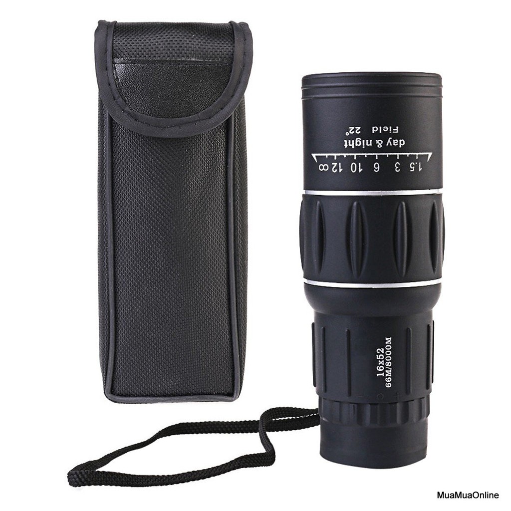 Ống Nhòm Một Mắt Siêu Nét Bushnell Monocular 16x52 66m/8000m Cao Cấp + Tặng Kèm Túi Đựng