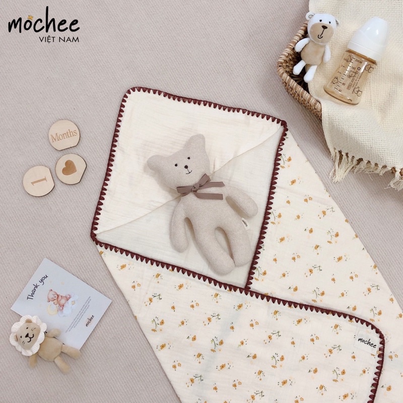 Mochee - Ủ choàng Muslin bốn mùa mềm mại, thấm hút tốt