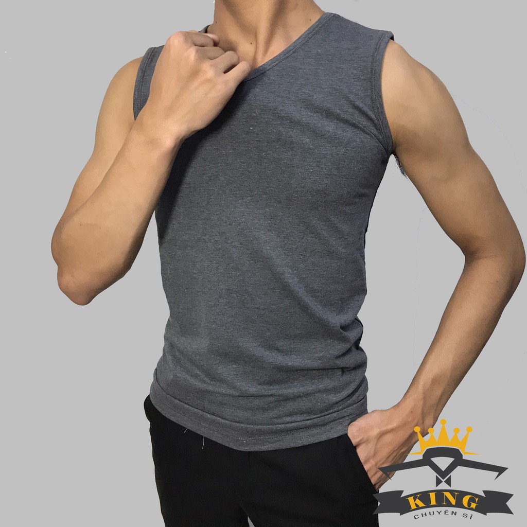 Áo ba lỗ sát nách nam tanktop cổ Tim KING co giãn tốt thấm hút mồ hôi , thích hợp để vận động giá rẻ