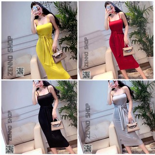 Đầm body dây ngang cột eo, đầm ôm 2 dây cột dây qua eo