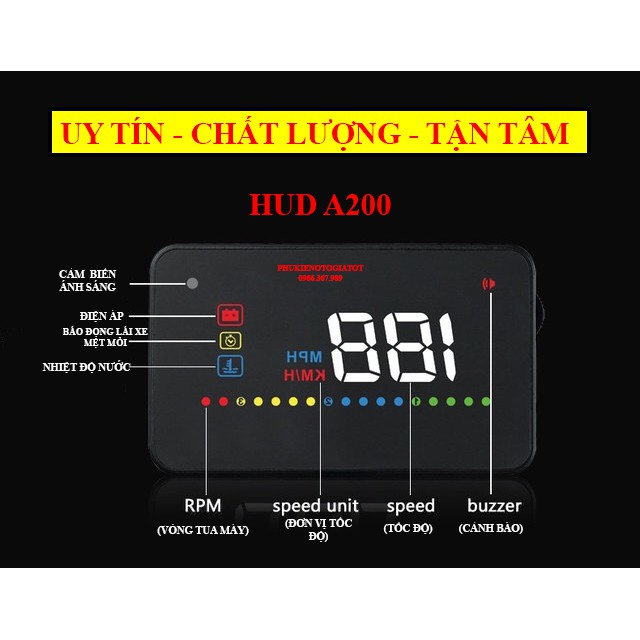 (GIÁ SỐC) MÀN HÌNH HUD A200, M7, C100, C500, H80 HIỂN THỊ TỐC ĐỘ TRÊN KÍNH LÁI Ô TÔ