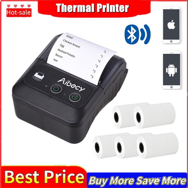 Máy In Hóa Đơn Bluetooth 58Mm 2 Inch, Máy In Nhiệt Không Dây Di Động Hỗ Trợ Hóa Đơn USB Nhỏ, Lệnh In ESC/POS Tương Thích Với Android/IOS/Windows Cho Cửa Hàng Bán Lẻ Nhà Hàng Doanh Nhân Nhỏ