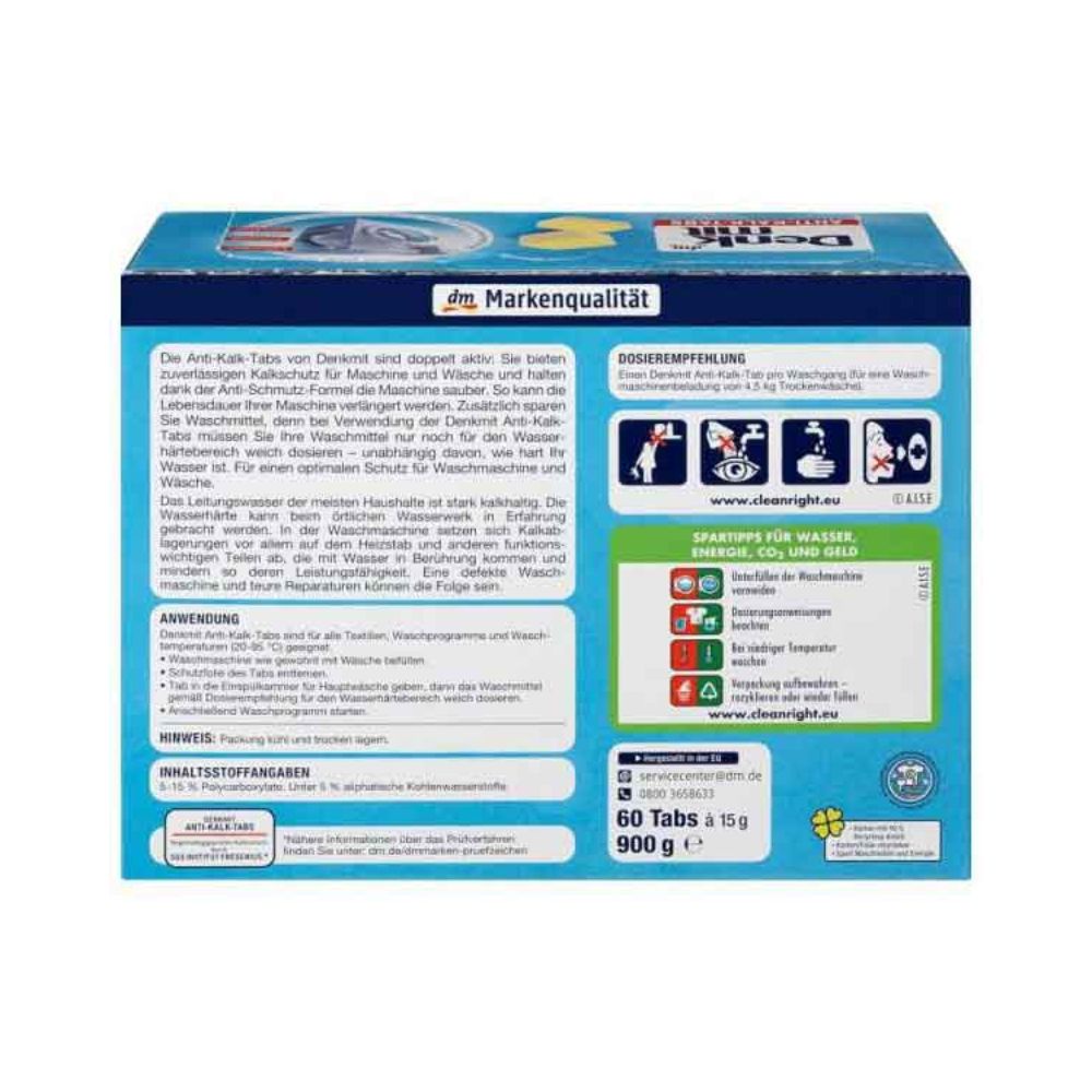 Hộp 60 Viên tẩy lồng máy giặt Denkmit Hàng chuẩn Đức, làm sạch máy giặt
