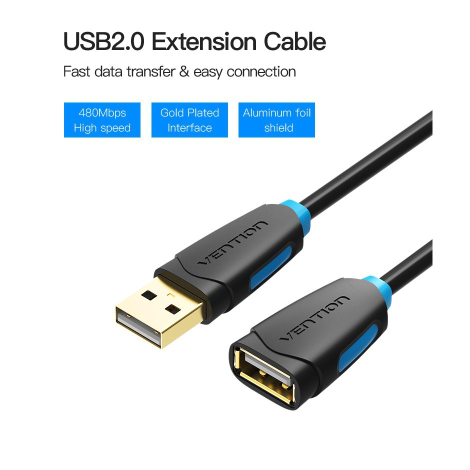 Dây cáp nối dài USB VENTION chuyển đổi sang cổng cắm USB 2.0