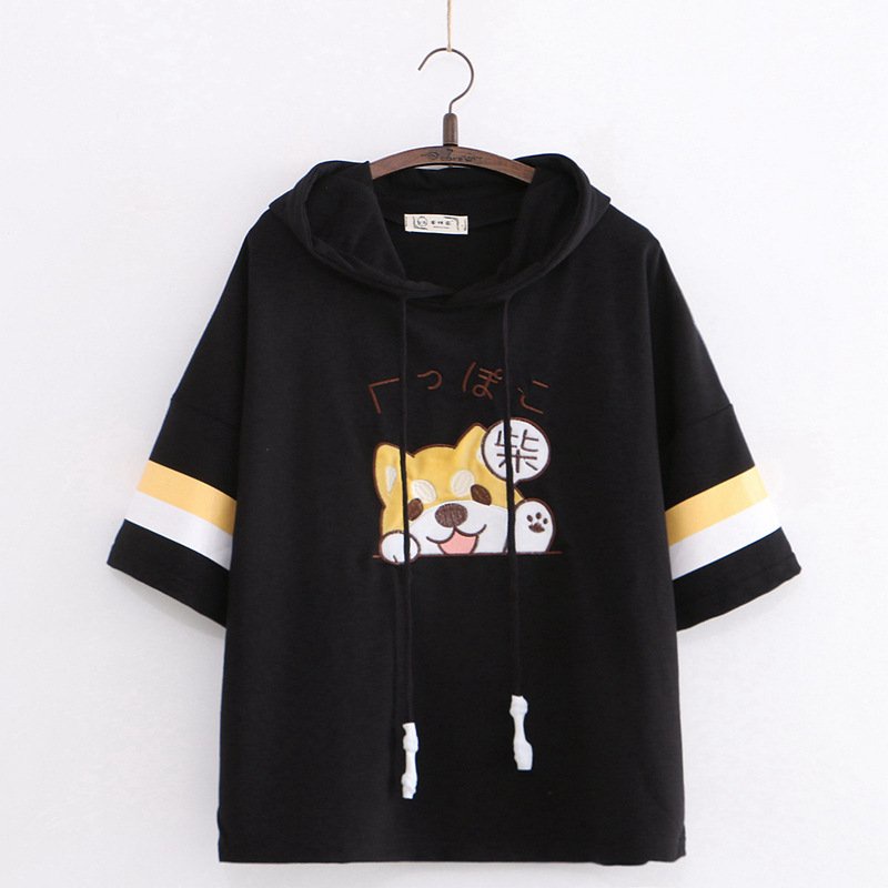 Áo Hoodie Unisex nam nữ mẫu cún cute tay lửng chất cotton hàng xịn