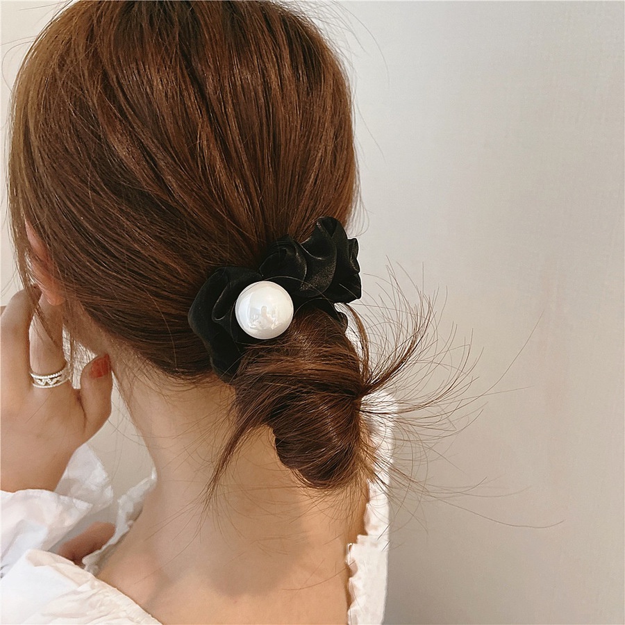 Dây Buộc Tóc Lưới Đính Ngọc Trai Co Giãn Phong Cách Hàn Quốc Cho Nữ
