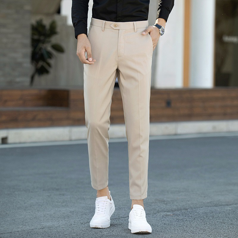 Quần âu nam Hàn Quốc vải tuyết hàn co giãn, Quần tây nam baggy ống suông đáy cao VINTINO QA1