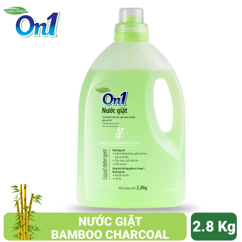 Nước giặt On1 hương Bamboo Charcoal 2.8Kg - Sạch khuẩn, khử mùi, kết hợp giặt xả 2 trong 1 - NGB2