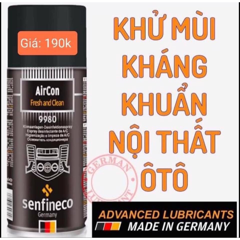 XỊT XÔNG KHỬ MÙI ĐIỀU HOÀ Ô TÔ  (AirCon Fresh and Clean Senfineco 9980)