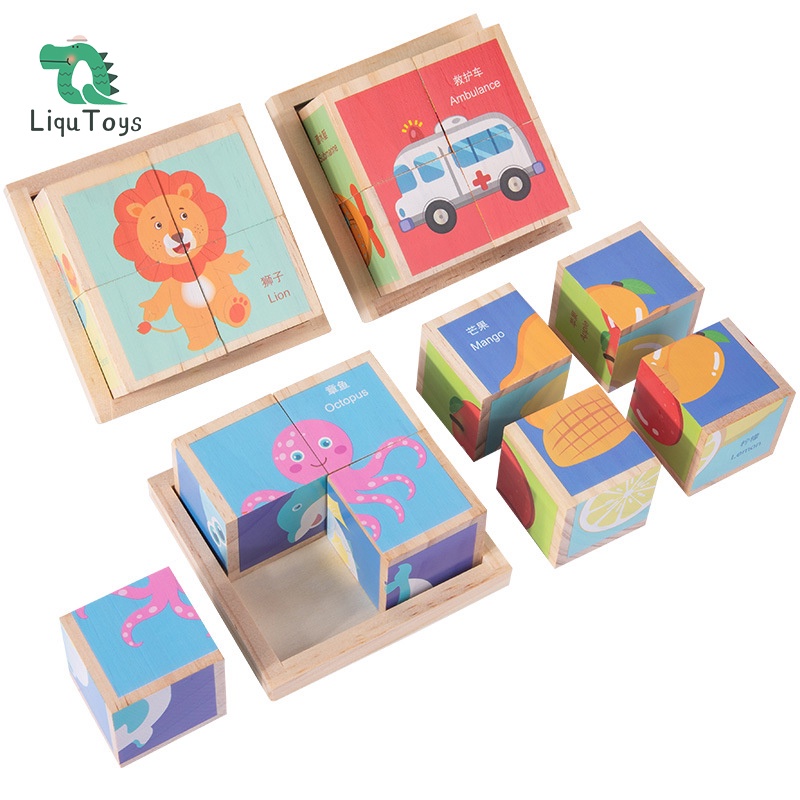 Bộ Đồ Chơi Khối Gỗ 6 Trong 1 Giáo Dục Theo Phương Pháp Montessori