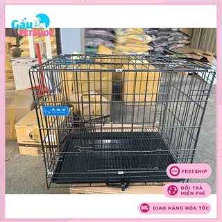 Chuồng/ Lồng chó mèo vân đá nan dày cao cấp 2 cửa kèm khay