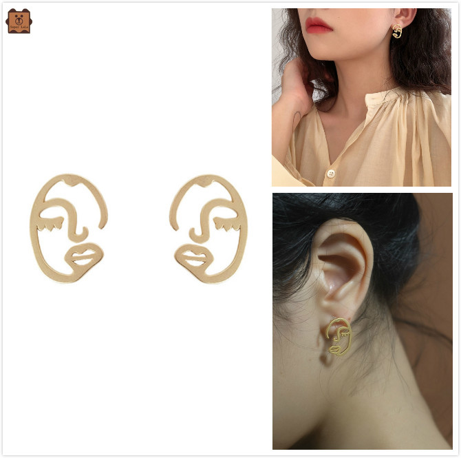 Bông Tai Hình Mặt Người Nghệ Thuật Độc Đáo Cho Nữ