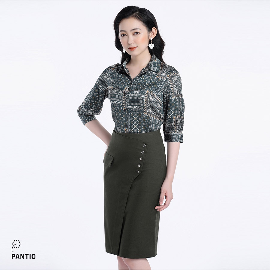 Áo sơ mi chất liệu lụa mềm họa tiết sọc nhỏ đặc biệt dáng suông FAS32590 - PANTIO