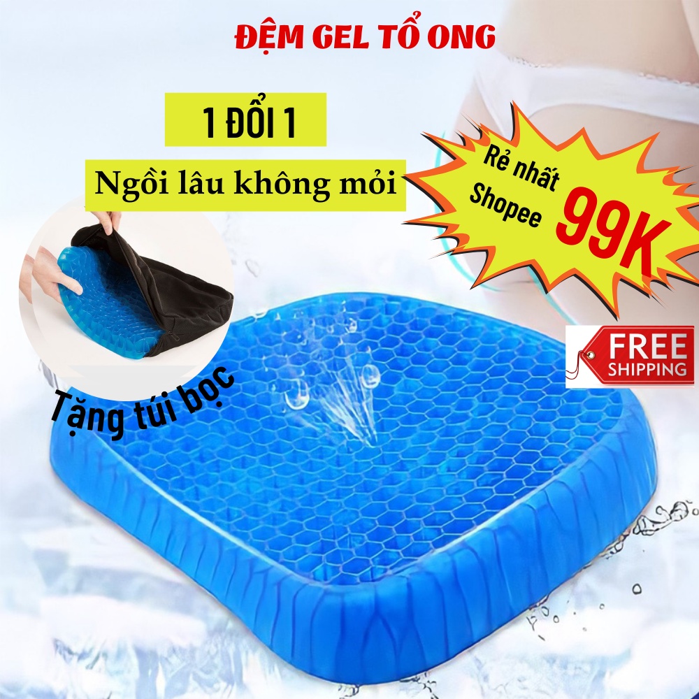 Đệm Ngồi 3D Thoáng Khí, Đệm Gel Tổ Ong Đàn Hồi Lót Ghế
