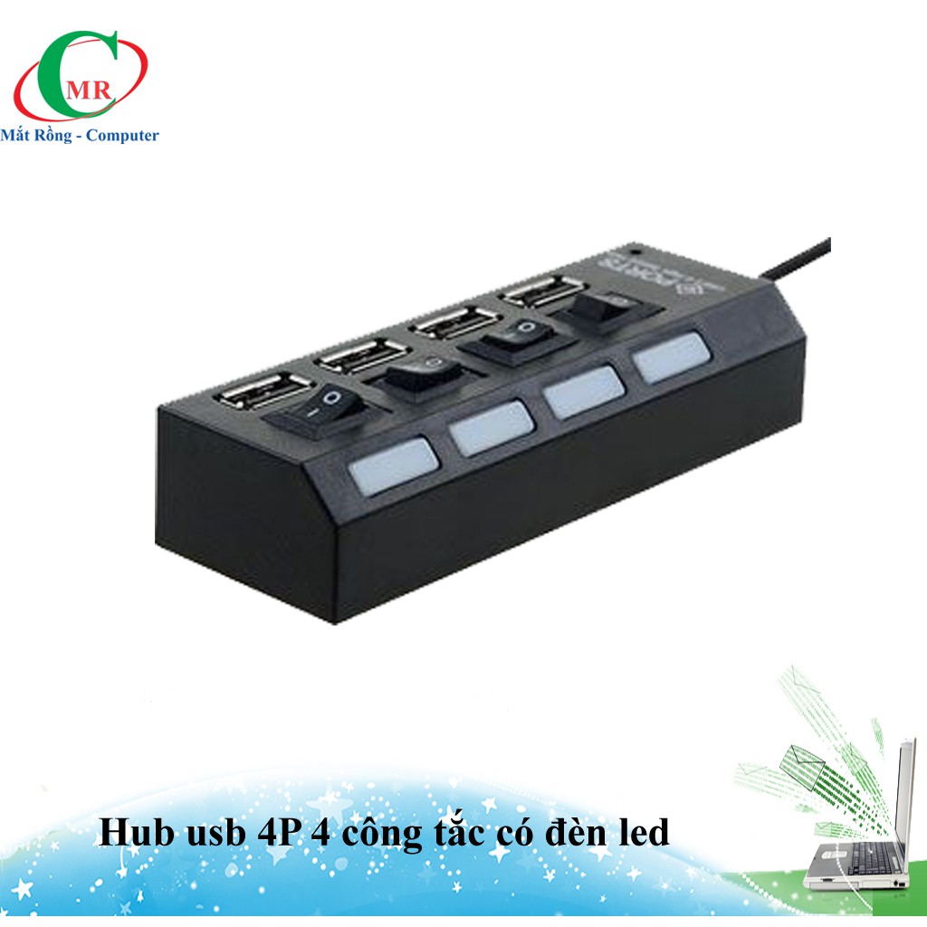 Hub usb 4 Port 4 công tắc hỗ trợ nguồn phụ