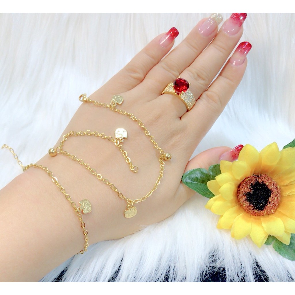 Lắc chân nữ titan xi dát vàng 18k cao cấp LC07