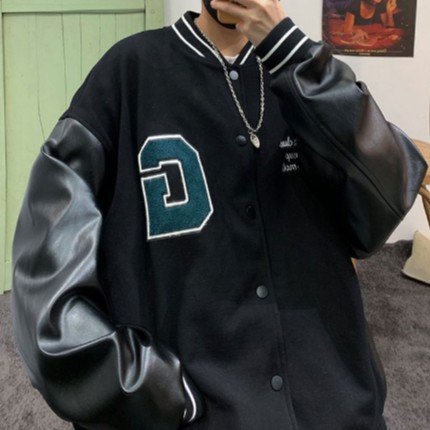Áo khoác bóng chày dáng rộng phong cách Retro thời trang Hàn quốc cho nam
