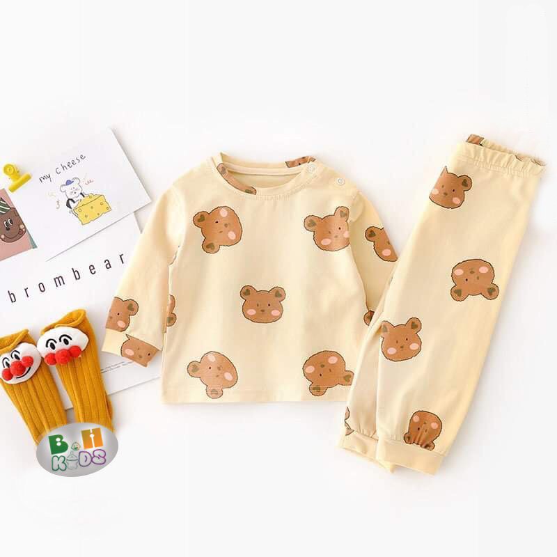 Đồ Bộ Dài Tay Bé Trai, Bé Gái Minky Mom Vải Thun Lạnh Hình Quả Đào, Cà Rốt, Bộ Đồ Dài Tay Mặc Thu Đông Cho Bé AN.KID