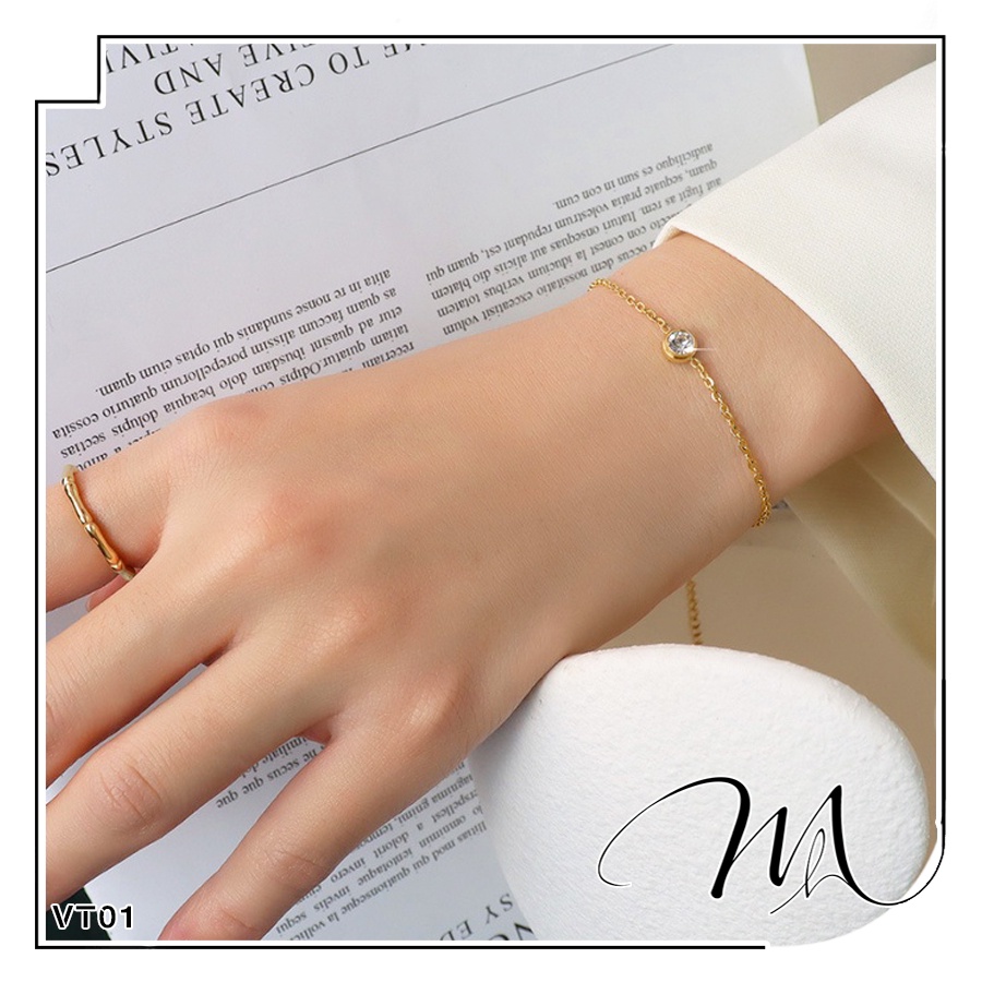 Lắc tay nữ Titan đơn giản 1 hạt đá dễ thương - Măng’s House VT01