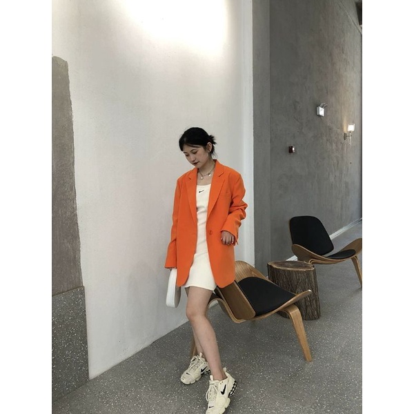 Áo Blazer - Áo Vest Dáng Suông Bọc Cúc Cam  Hàng Thiết Kế