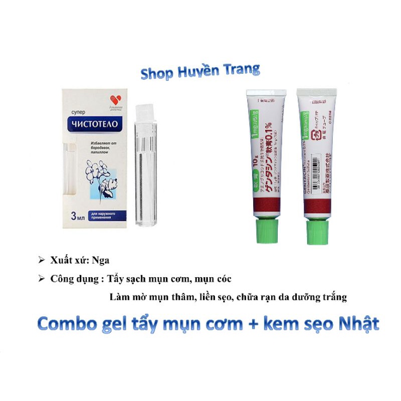 Combo gel tẩy mụn cơm, mụn cóc + kem sẹo Nhật