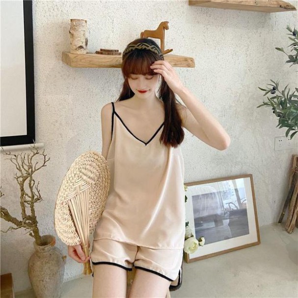 Bộ ngủ lụa hai dây, đồ ngủ ngắn chất lụa Thái thoáng mát, gợi cảm | BigBuy360 - bigbuy360.vn