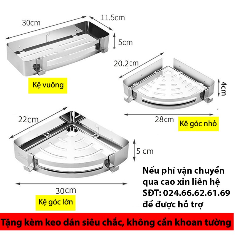 kệ nhà tắm dán tường Davia HT811, kệ inox nhà tắm