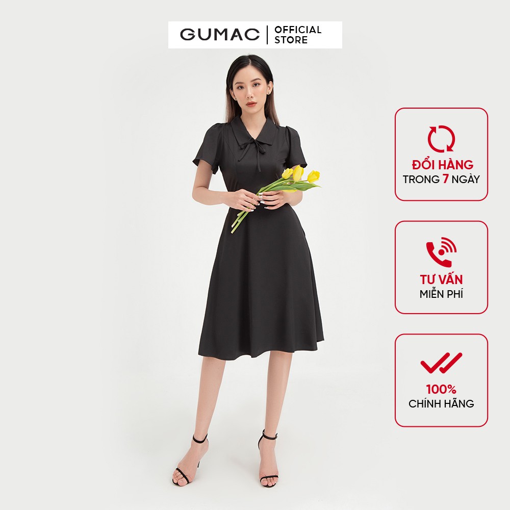 [Mã WABRGU55 giảm 12% đơn 99K] Đầm dáng ôm nữ tay ngắn phối nơ GUMAC thiết kế tiểu thư, nhiều màu DB409 | BigBuy360 - bigbuy360.vn