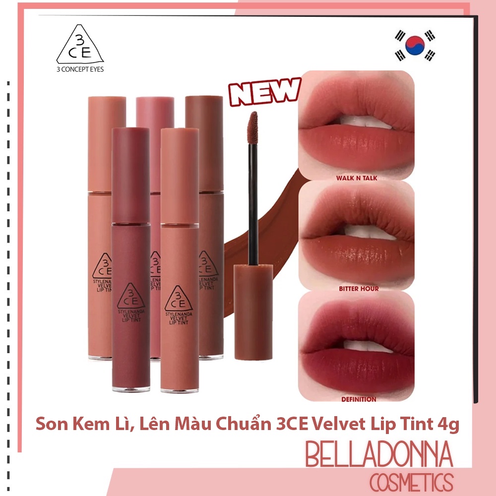 [Màu Mới 2021] Son Kem Lì, Lên Màu Chuẩn 3CE Velvet Lip Tint 4g