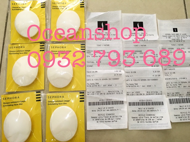 Pad rửa mặt Sephora (Bill mua tại Pháp ảnh bên cạnh)