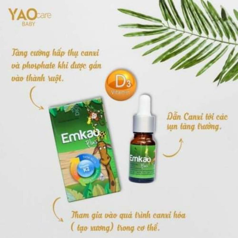 Vitamin D3 và K2 - Emkao plus (giúp xương chắc, phát triển chiều cao)