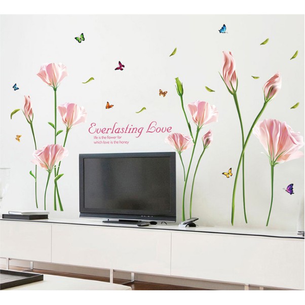Decal trang trí tường - Hoa Hồng Da 5 Cánh Mỏng