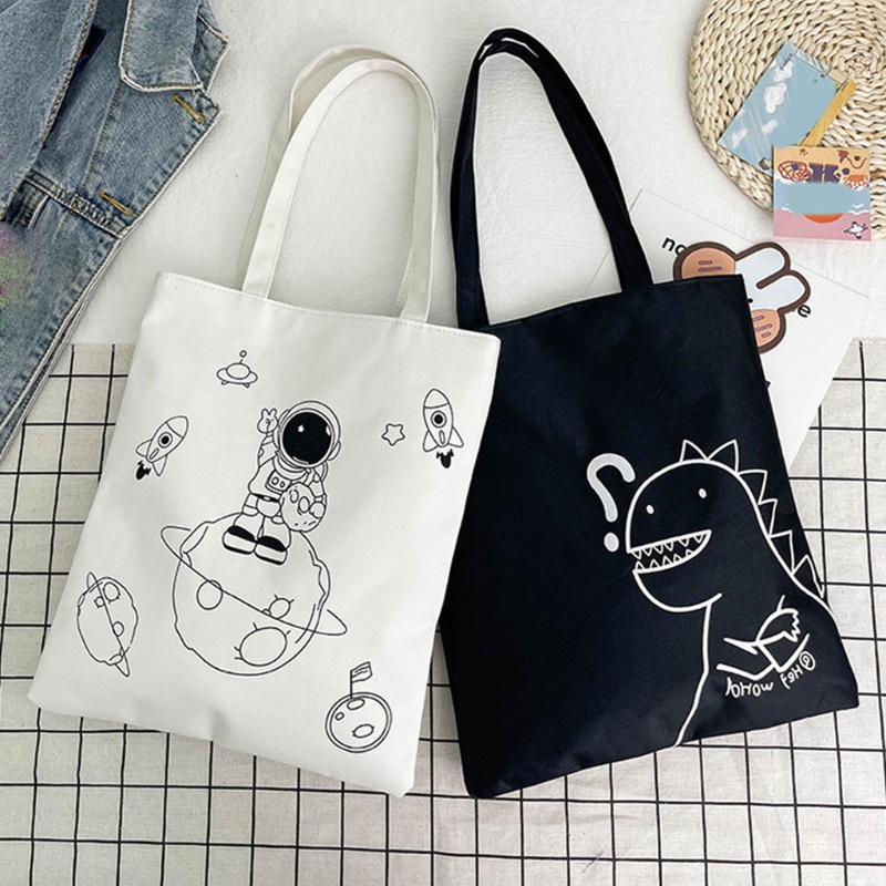 Túi Tote Đeo Vai / Xách Tay Bằng Vải Bạt In Họa Tiết Động Vật Sức Chứa Lớn