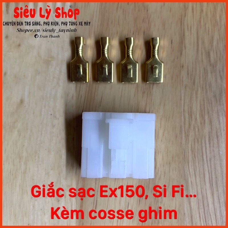 Cos 6.3 Có móc  Đầu cái - Ghim giắc sạc xe máy (Túi 50 cái)