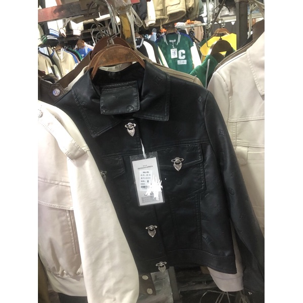 Áo da in chìm LV  khuy kiểu hàng QCL1