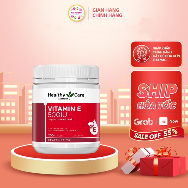 Viên uống bổ sung Vitamin E Healthy Care 500IU 200 viên của Úc Quà Tặng Mẹ