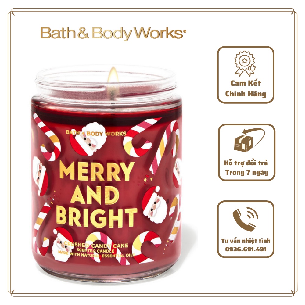 < BBW USA > Nến thơm Bath & Body Works CRUSHED CANDY CANE 1bấc 198g